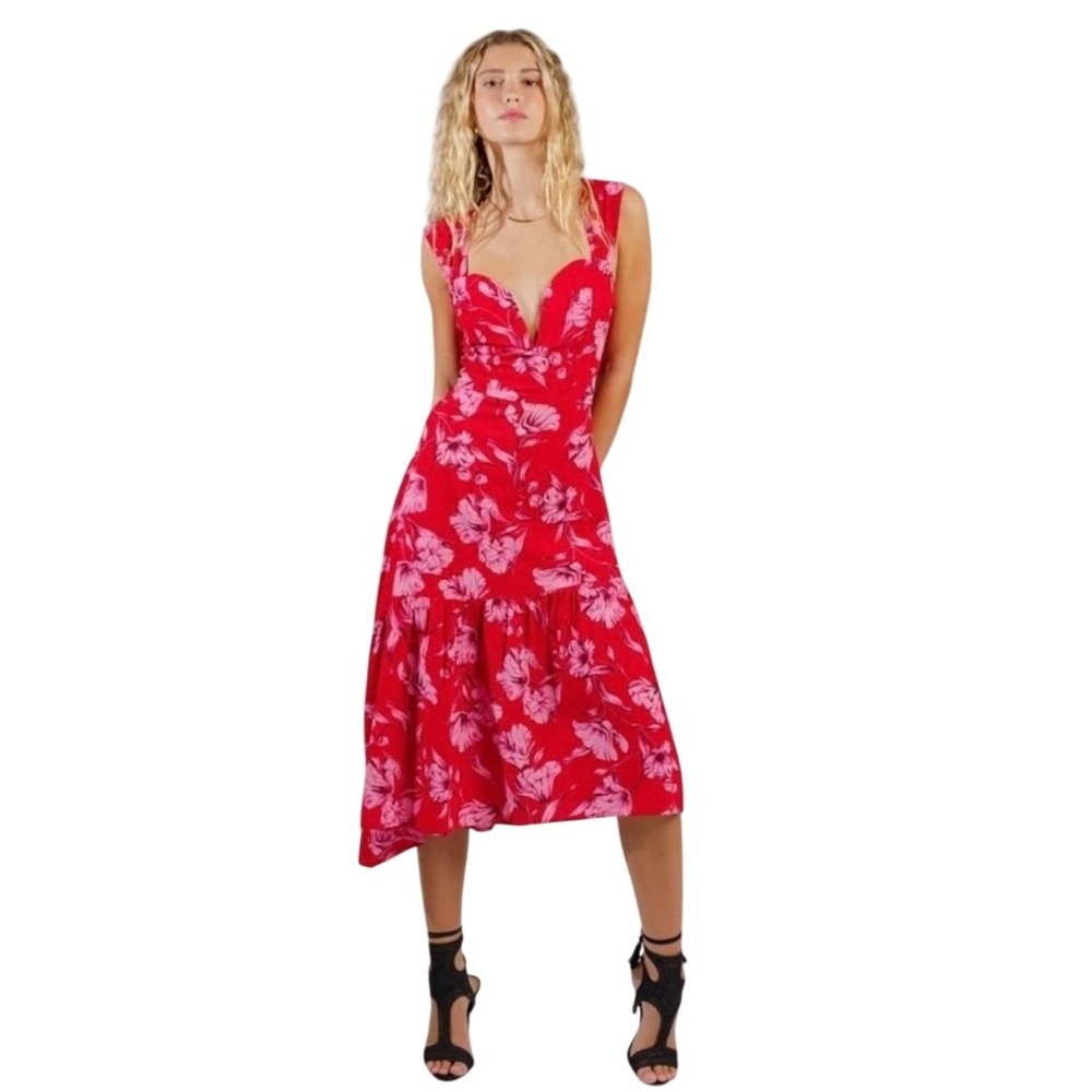 NWT Band of‎ the Free Red Pink Ruffle Sundress Size L Graduation Garden Party